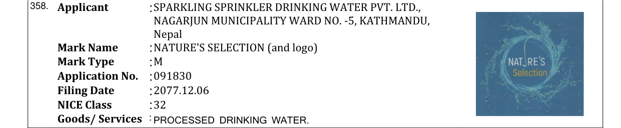Original bulletin entry for NATURE'S SELECTION (and logo)