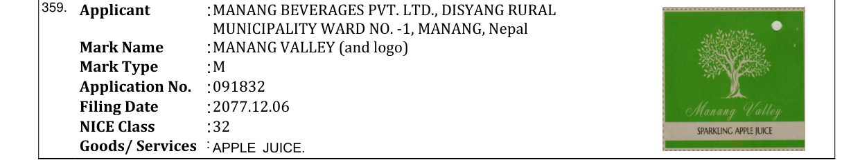 Original bulletin entry for MANANG VALLEY (and logo)