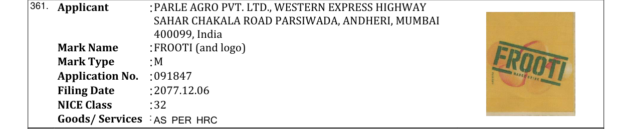 Original bulletin entry for FROOTI (and logo)