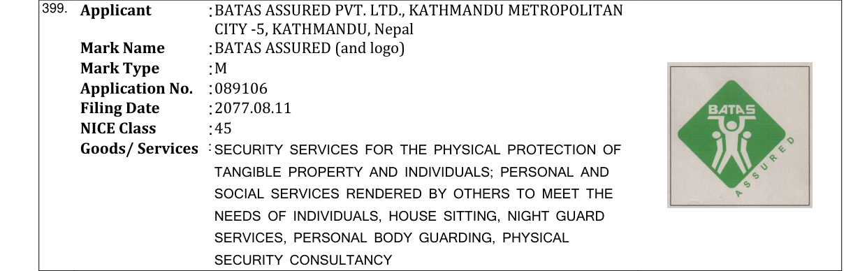 Original bulletin entry for BATAS ASSURED (and logo)