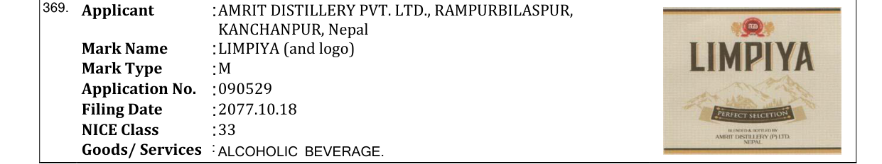 Original bulletin entry for LIMPIYA (and logo)