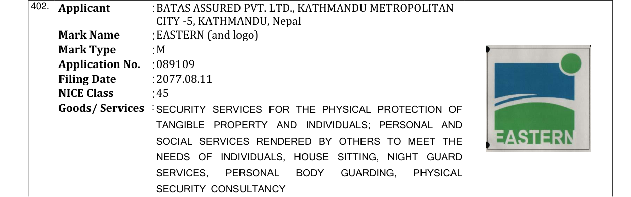Original bulletin entry for EASTERN (and logo)