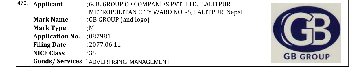 Original bulletin entry for GB GROUP (and logo)