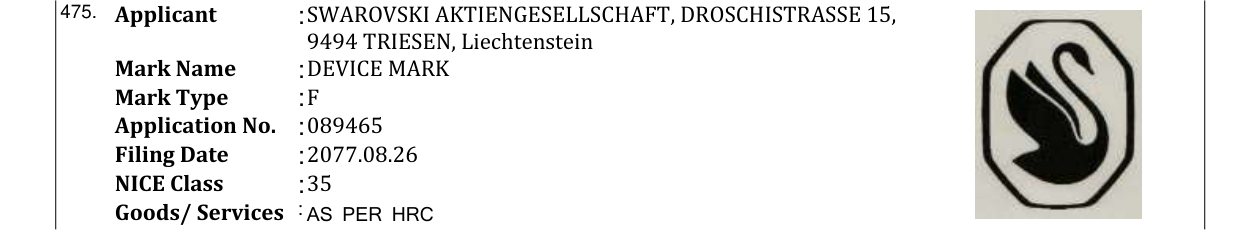 Original bulletin entry for DEVICE MARK