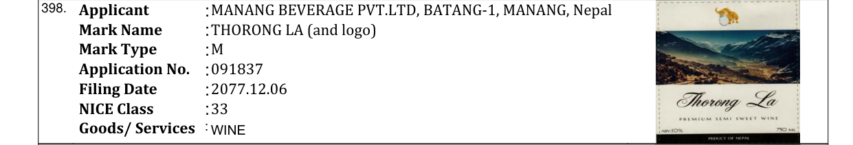 Original bulletin entry for THORONG LA (and logo)