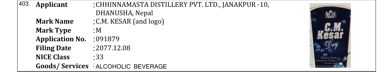 Original bulletin entry for C.M. KESAR (and logo)