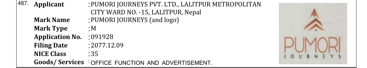 Original bulletin entry for PUMORI JOURNEYS (and logo)