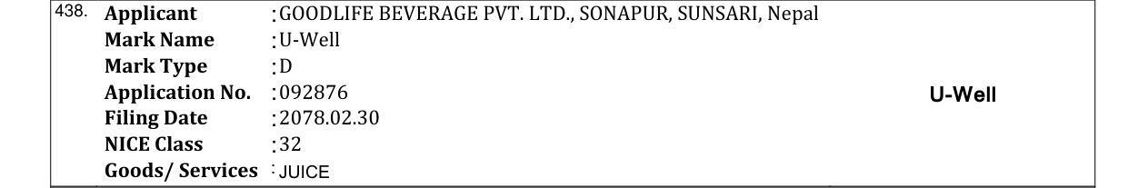 Original bulletin entry for U-Well