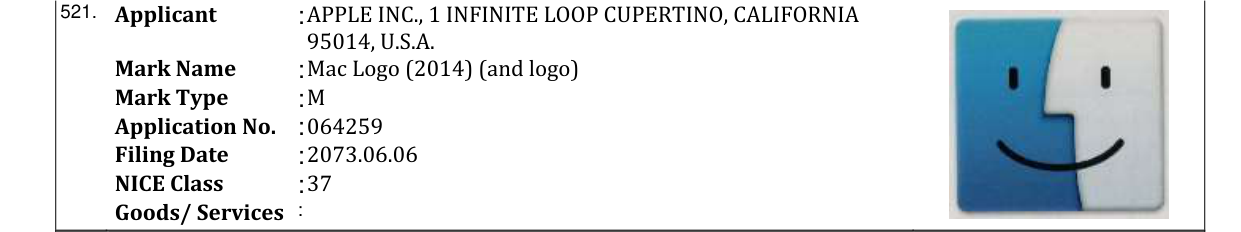Original bulletin entry for Mac Logo (2014) (and logo)
