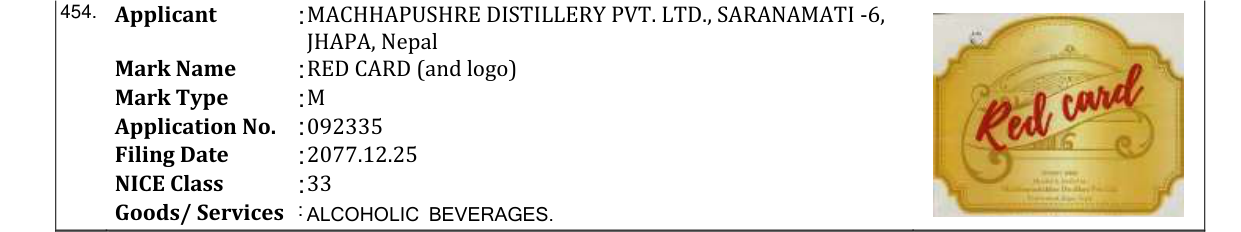 Original bulletin entry for RED CARD (and logo)