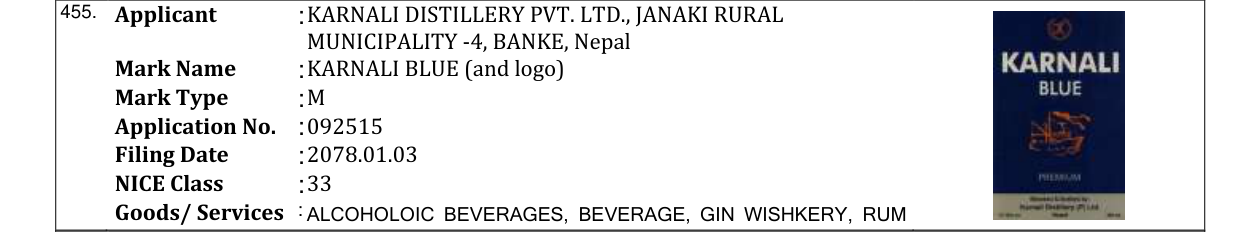 Original bulletin entry for KARNALI BLUE (and logo)