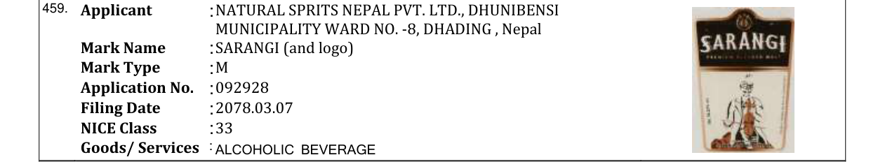 Original bulletin entry for SARANGI (and logo)