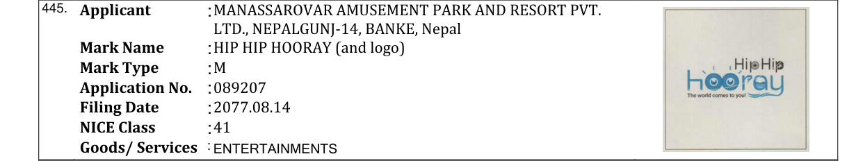 Original bulletin entry for HIP HIP HOORAY (and logo)