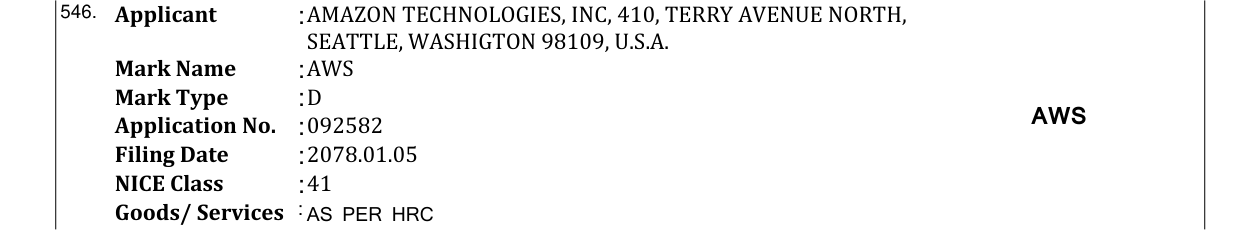 Original bulletin entry for AWS