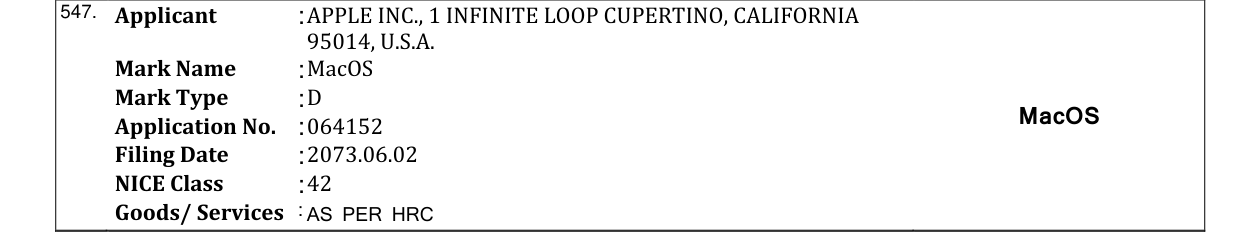 Original bulletin entry for MacOS