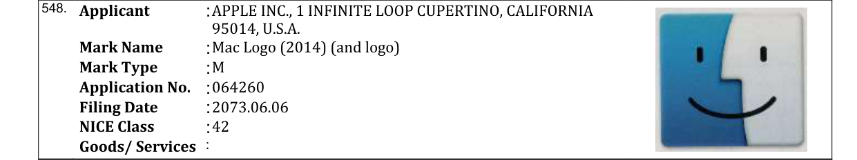 Original bulletin entry for Mac Logo (2014) (and logo)