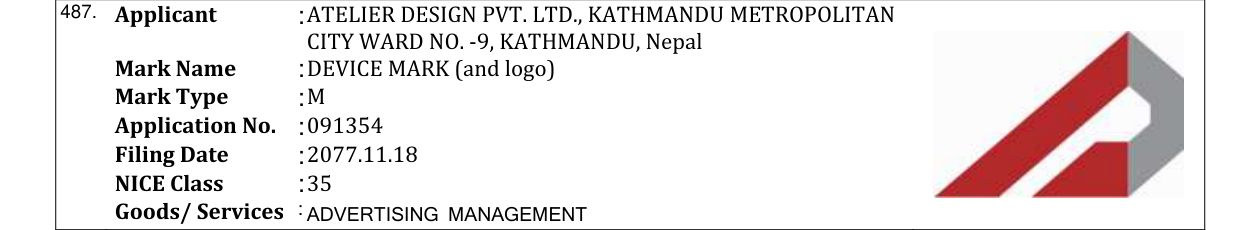 Original bulletin entry for DEVICE MARK (and logo)
