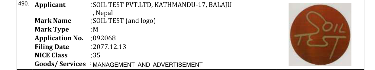 Original bulletin entry for SOIL TEST (and logo)