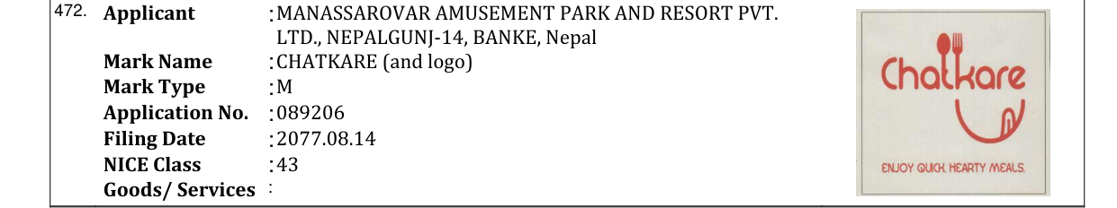 Original bulletin entry for CHATKARE (and logo)