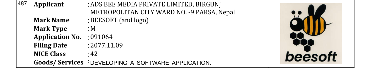Original bulletin entry for BEESOFT (and logo)