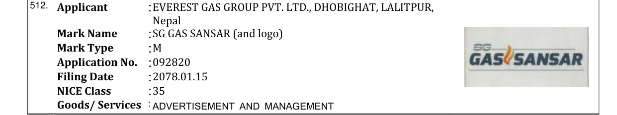 Original bulletin entry for SG GAS SANSAR (and logo)