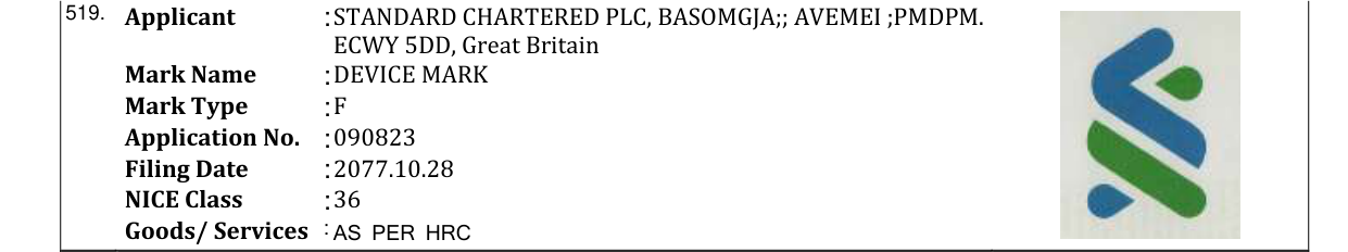 Original bulletin entry for DEVICE MARK