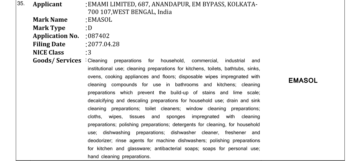 Original bulletin entry for EMASOL