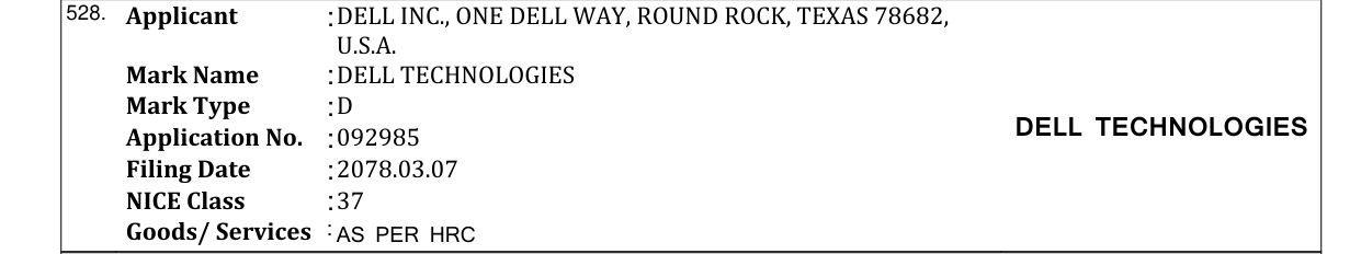 Original bulletin entry for DELL TECHNOLOGIES