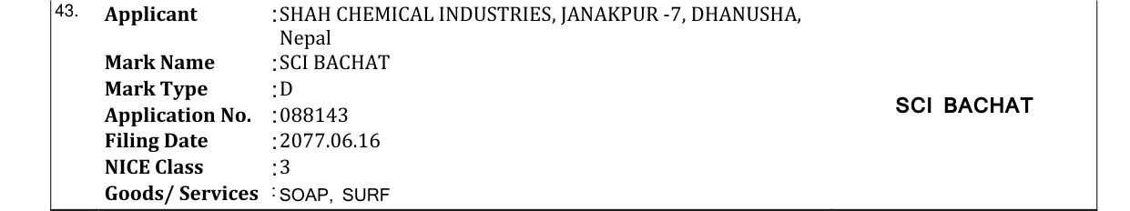 Original bulletin entry for SCI BACHAT