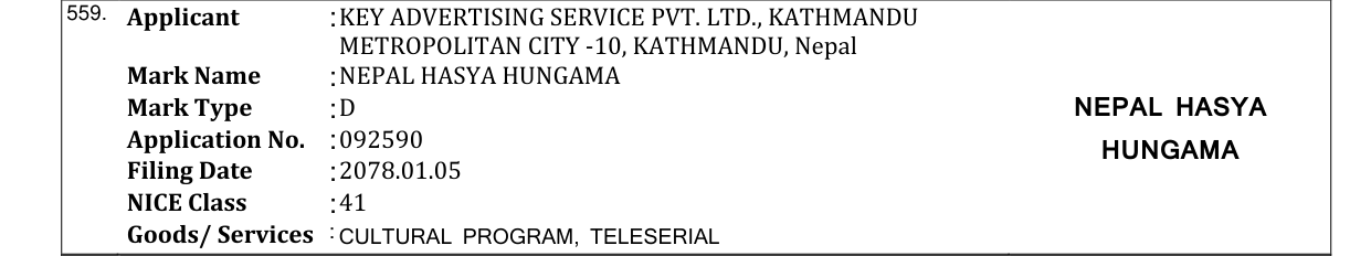 Original bulletin entry for NEPAL HASYA HUNGAMA