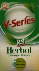 V-SERIES HERBAL DETERGENT POWDER (and logo) trademark logo
