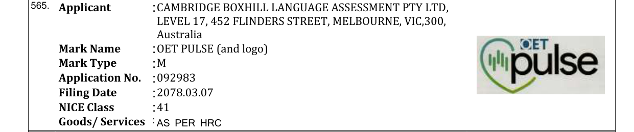 Original bulletin entry for OET PULSE (and logo)