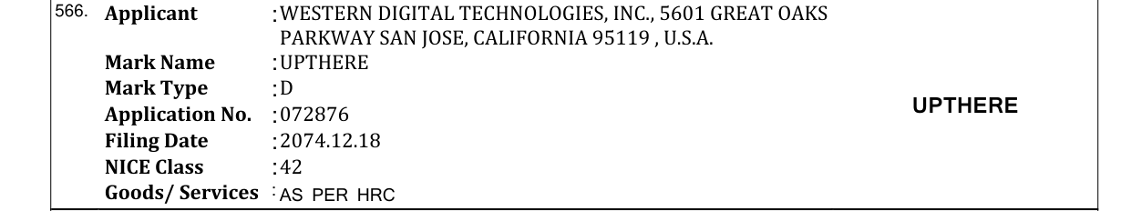 Original bulletin entry for UPTHERE