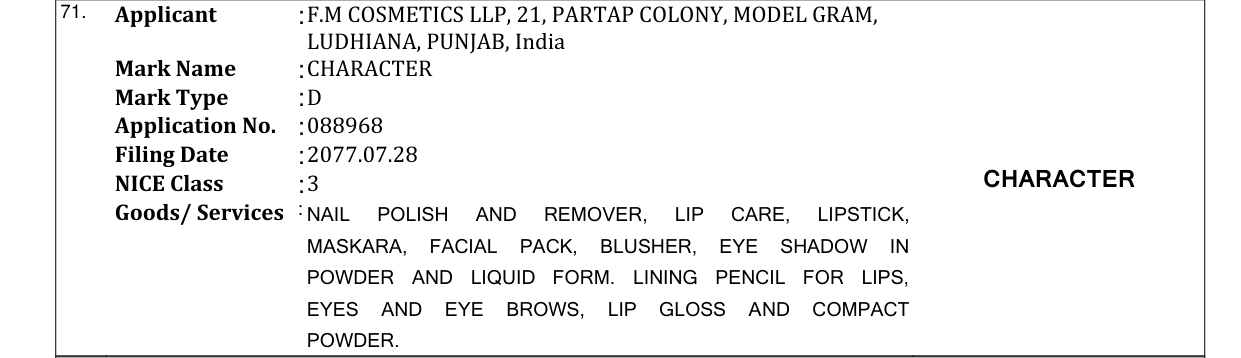 Original bulletin entry for CHARACTER