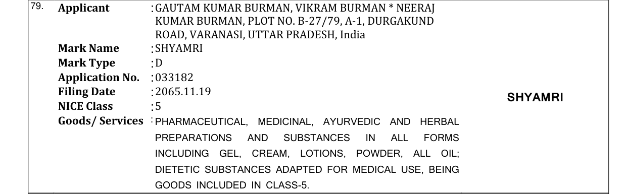 Original bulletin entry for SHYAMRI
