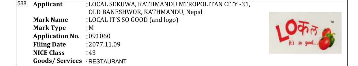 Original bulletin entry for LOCAL IT'S SO GOOD (and logo)