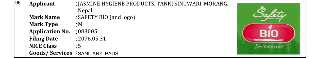 Original bulletin entry for SAFETY BIO (and logo)