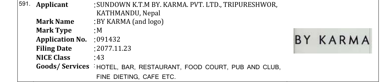 Original bulletin entry for BY KARMA (and logo)