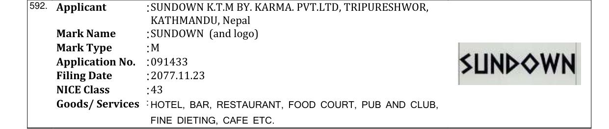 Original bulletin entry for SUNDOWN (and logo)