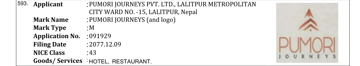 Original bulletin entry for PUMORI JOURNEYS (and logo)