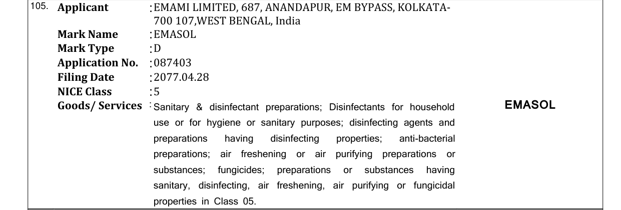 Original bulletin entry for EMASOL