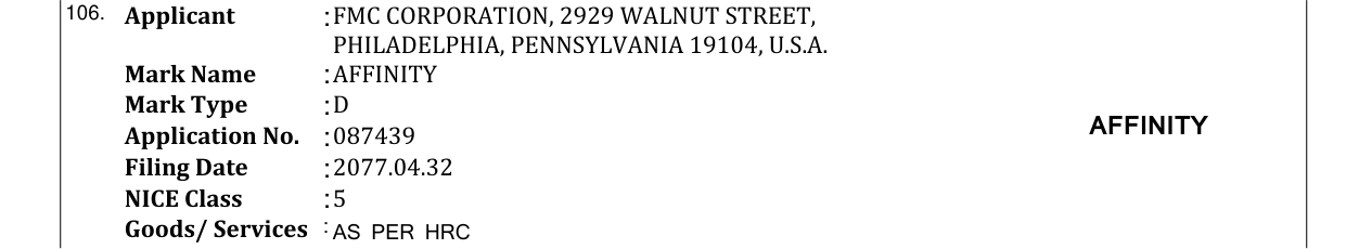 Original bulletin entry for AFFINITY