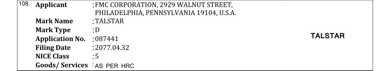 Original bulletin entry for TALSTAR