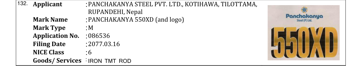 Original bulletin entry for PANCHAKANYA 550XD (and logo)