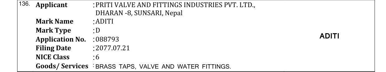 Original bulletin entry for ADITI