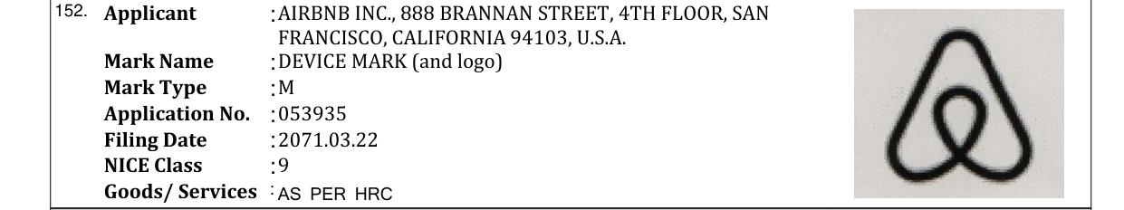 Original bulletin entry for DEVICE MARK (and logo)