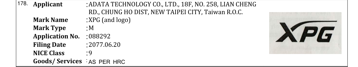 Original bulletin entry for XPG (and logo)