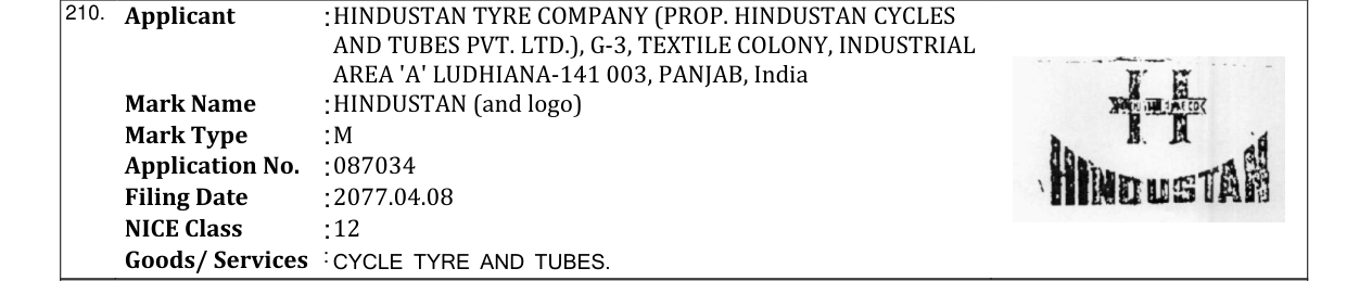 Original bulletin entry for HINDUSTAN (and logo)
