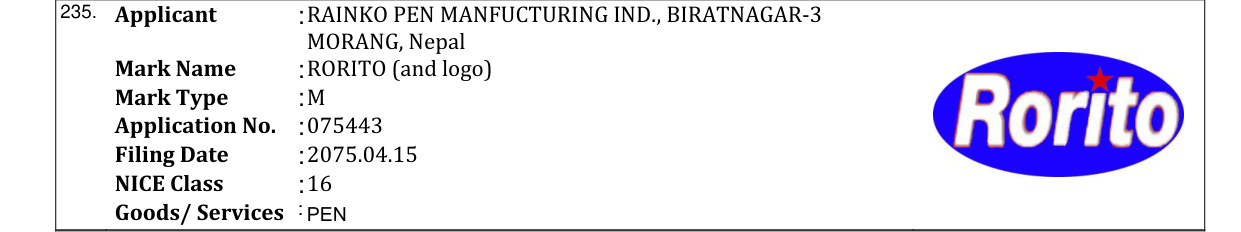 Original bulletin entry for RORITO (and logo)
