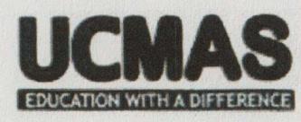 UCMAS EDUCATION WITH A DIFFERENCE (and logo) trademark logo